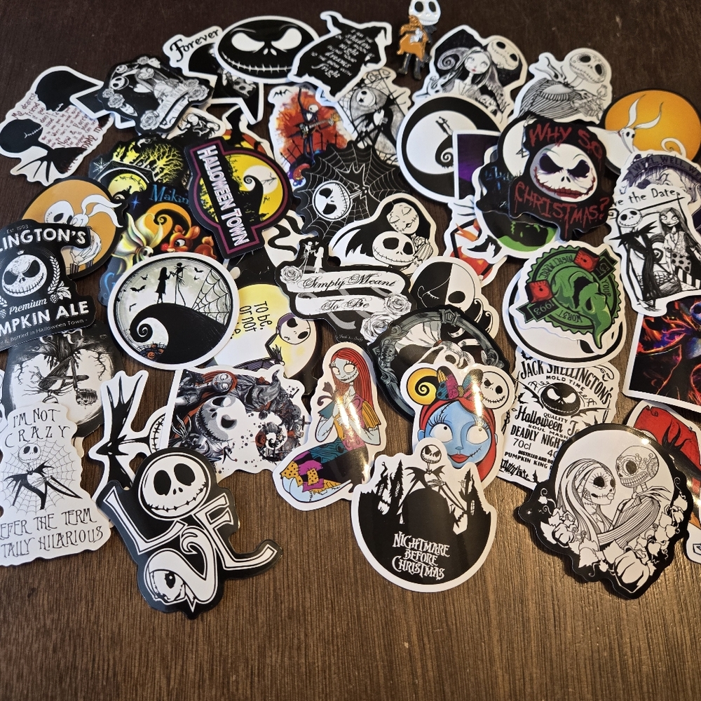 Nightmare Before Christmas 50 Sticker Lot Jack Skellington Halloween Skull - Picture 3 of 4